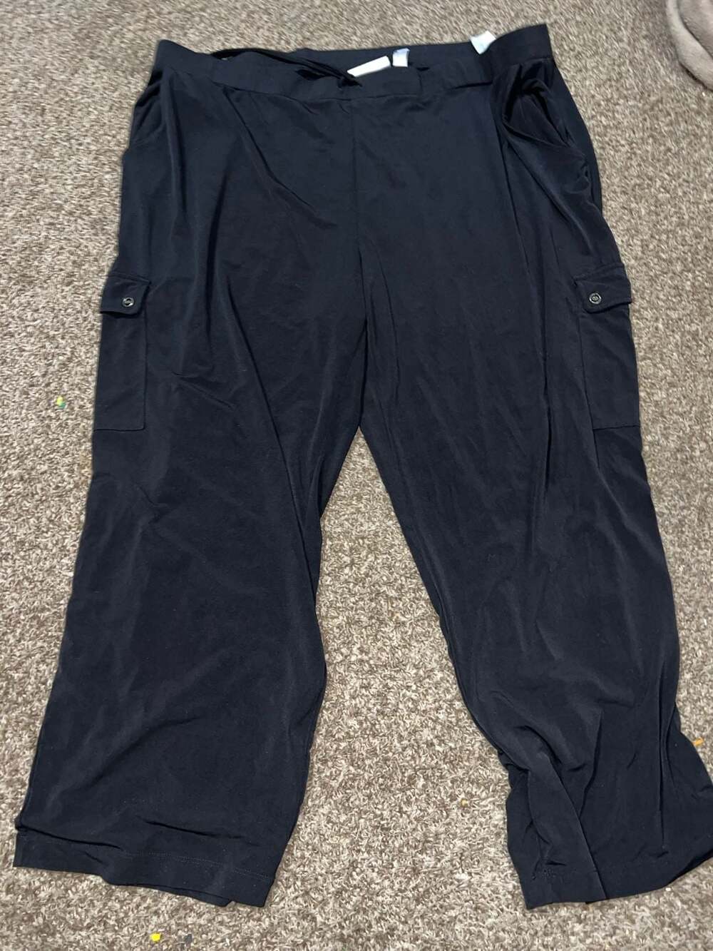 Susan Graver Black Pull-On Cargo Pants Size 2XP